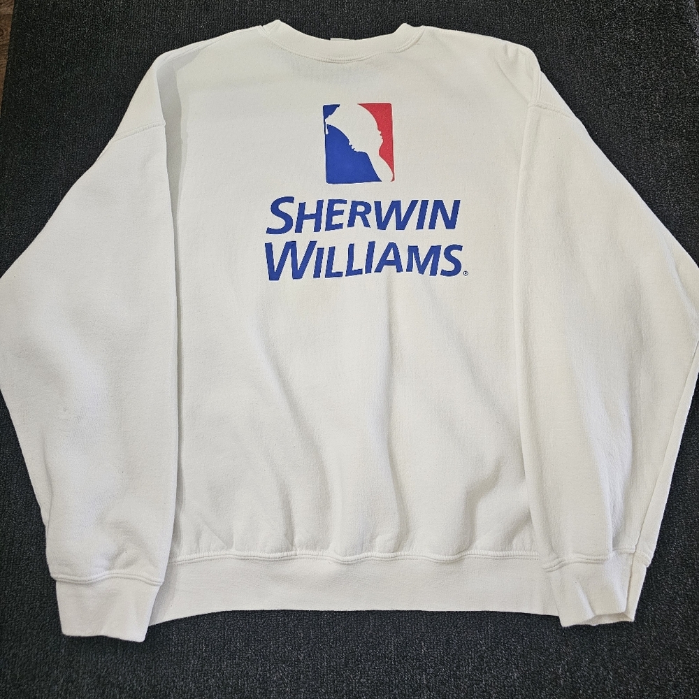 Sherwin Williams White Promotional Logo Cotton Crewneck Sweatshirt Men's Size XL